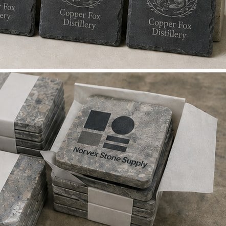Customized stone coasters for homeware retail and design