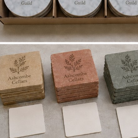 Customized stone coasters for real estate and closing gifts