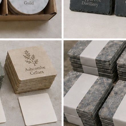 Customized stone coasters for weddings and favours