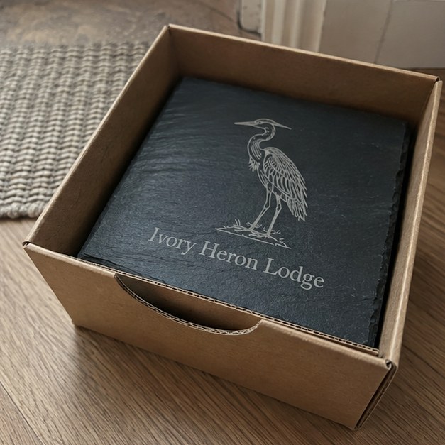 Stone coasters with logo — customer photo
